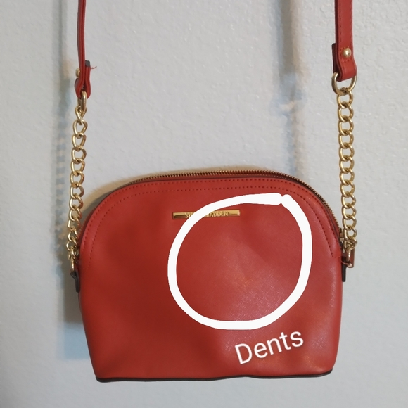 Steve Madden Faux Leather Crossbody Purse Bag Handbad with Gold Chain Strap - Picture 15 of 16